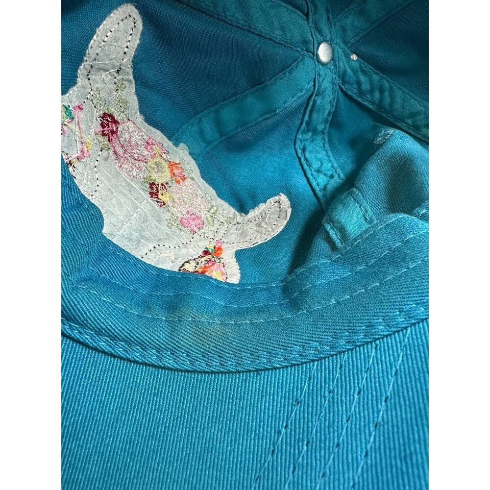 Vintage Kbethos Blue Cap Bull Skull Floral Embroidery Adjustable Hat - Picture 7 of 12